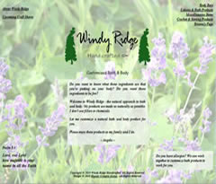 Windy Ridge Handcrafted All-Natural bath and body products in Parkersburg, IA
