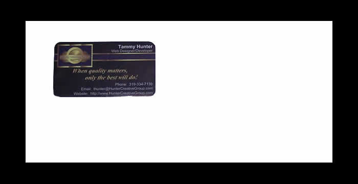 Business Card Envelopes with a window in the return address area make advertising Easy!