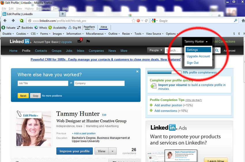 Add your LinkedIn Widget to your Website