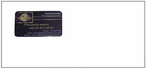 Business Card Envelopes with a window in the return address area make advertising Easy!